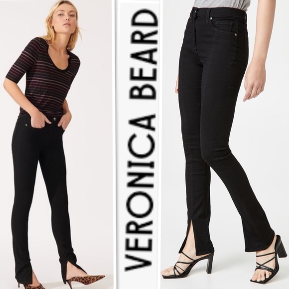 Veronica Beard Jeans Kate High-Rise Skinny Jeans With Splits In Dark Blue Sz 27